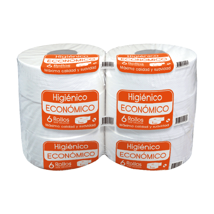 HIGIENICO Económico  500m x 6 rollos Una Hoja