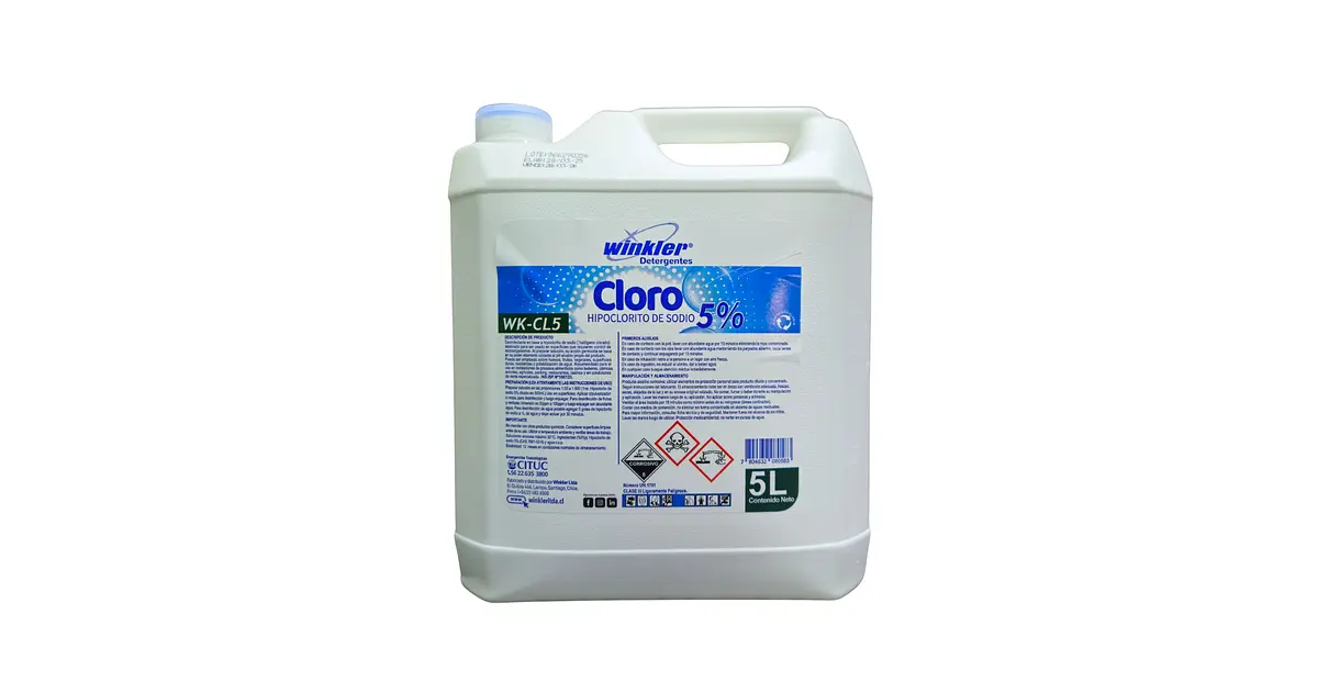 Cloro, Hipoclorito de Sodio 5 por ciento Env. 5 Litros - WK-CL5